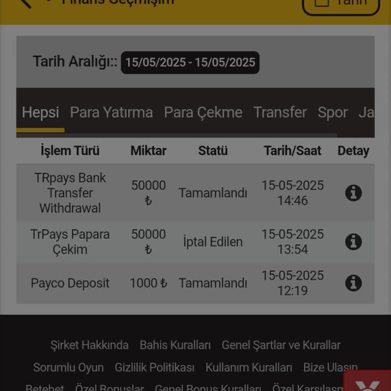 Betebet Kazandığım Tutar Hesabıma Yatırılmadı, Çekim Talebim İptal Edildi