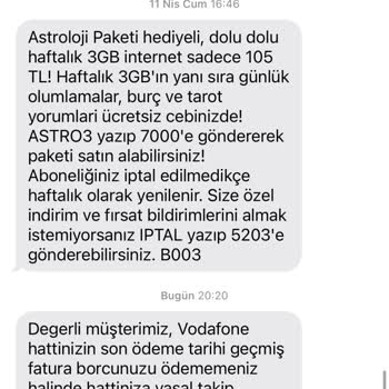 Vodafone Fatura Artışı Ve Faturasız Hatta Geçişte Yaşanan Mağduriyet