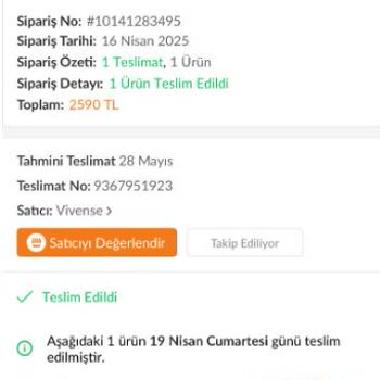 Teslim Edilmediği Halde Teslim Görünen Siparişim İçin Çözüm Bulunmuyor