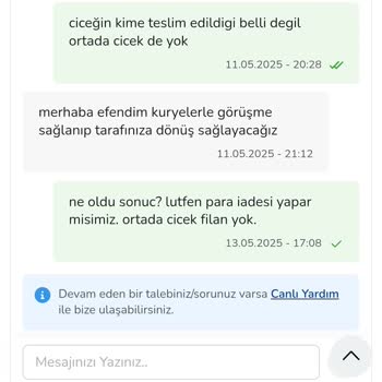 Çiçek Teslim Edilmedi, Para İadesi Yapılmadı