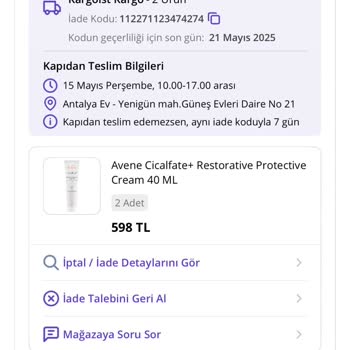 Satın Aldığım Avene Kreminin Sahte Çıkması Ve İade Sorunu