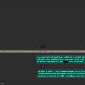Sipariş Teslimatı Gecikti, İletişim Sağlanamıyor