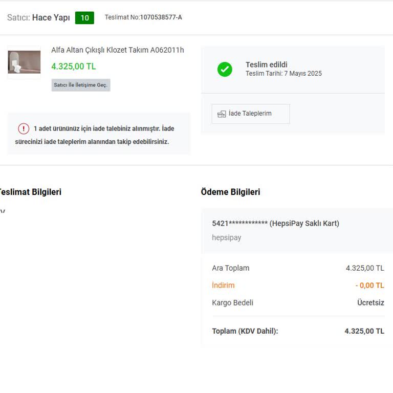 Ayıplı Ürün Ve Yetersiz İade Süreci Nedeniyle Yaşanan Mağduriyet