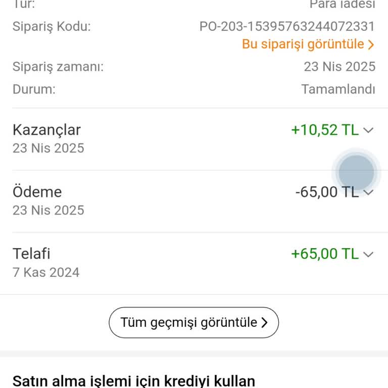 Sipariş İptali Sonrası İade Edilmeyen Ödeme Ve Anlaşılmayan Kredi Bakiyesi