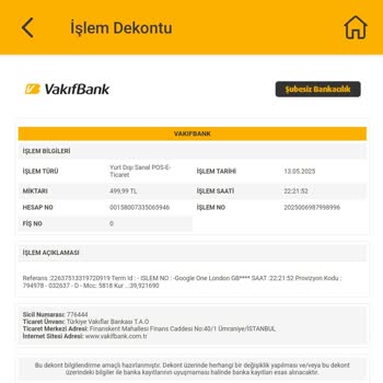 Bilgim Dışında Yapılan Google One Aboneliği Ve Para İadesi Talebi