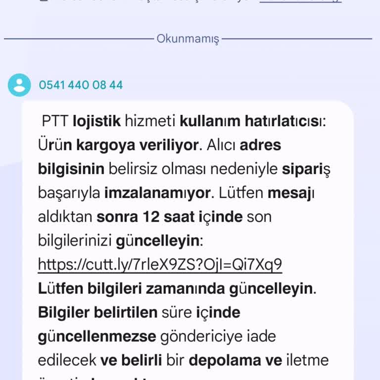 PTT Adıyla Gelen Sahte Mesajlarla Numaram Kullanılıyor
