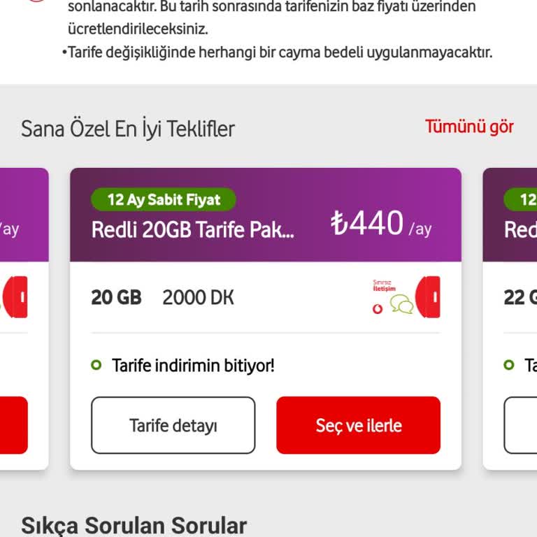 Vodafone'da Taahhüt Bitimine Yakın Tarife Bilgisi Ve Fiyat Sorunu