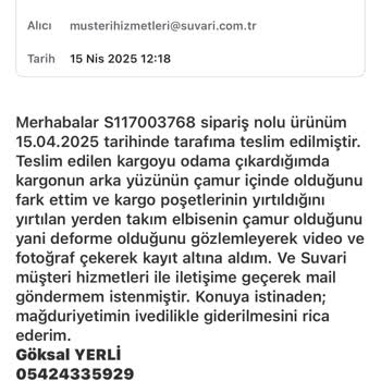Takım Elbisemdeki Hasar Ve Değişim Sorunu