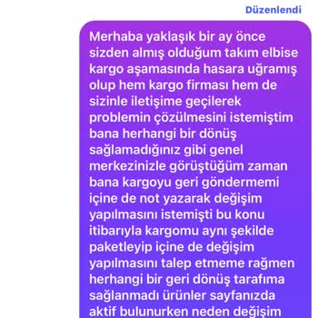 Takım Elbisemdeki Hasar Ve Değişim Sorunu