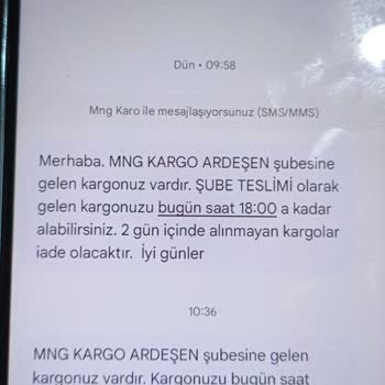 MNG Kargo Ardeşen Şubesi Kargomu Teslim Etmiyor Ve Ulaşılamıyor