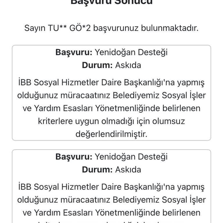 İBB Yenidoğan Destek Başvurumun Haksız Reddi