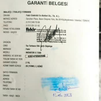 Fakir İnovator X 7269 Dikey Şarjlı Süpürgemin Çekiş Gücü Azaldı Ve Garanti Sonrası Sorunlar Yaşıyorum