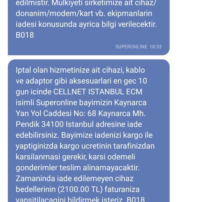 Abonelik Sonrası Modem İadesinde Kargo Ücretinin Müşteriye Yüklenmesi