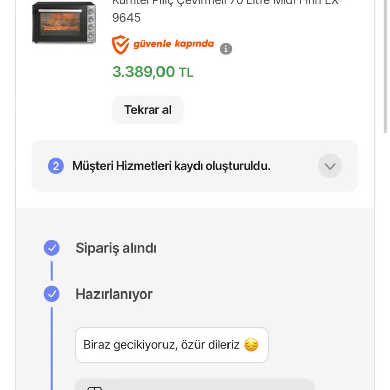 Teslim Edilen Ürün Sistemde Hazırlanıyor Olarak Görünüyor, İade Sürecinde Sorun Yaşıyorum