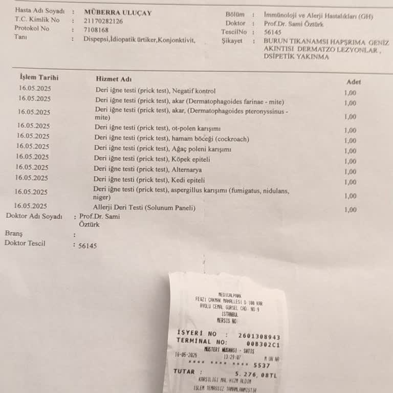 Alerji Testi Masrafımız Sigorta Tarafından Karşılanmadı, Mağdur Olduk
