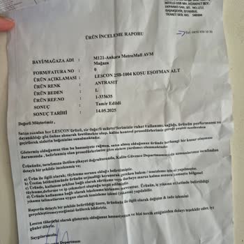 Lescon Eşofman Altında Hatalı Ürün Ve Haksız Kullanıcı Hatası İddiası