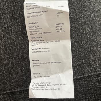 Garanti Süresi Yeni Dolan Süpürgeye Yetersiz Servis Ve Yüksek Ücret