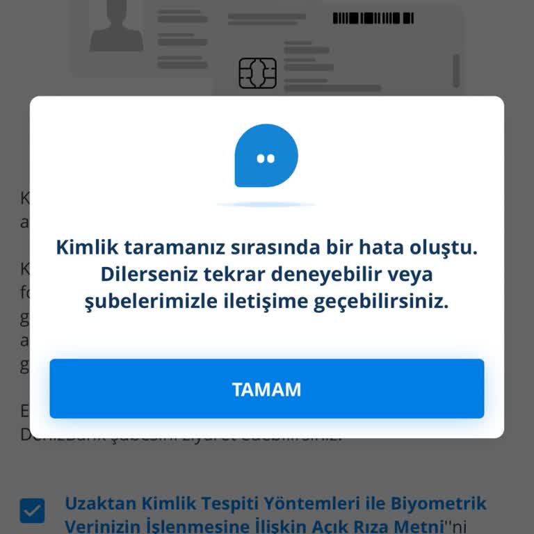 Mobil Uygulamada Kimlik NFC Taraması Sorunu Ve Şubeye Gitme Zorunluluğu