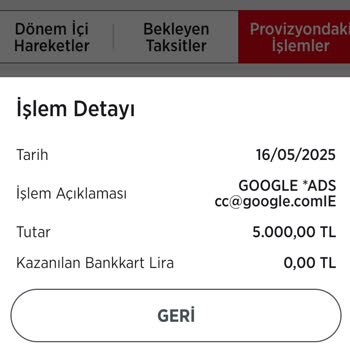 Google ADS Üzerinden İzinsiz Kredi Kartı Çekimi Mağduriyeti