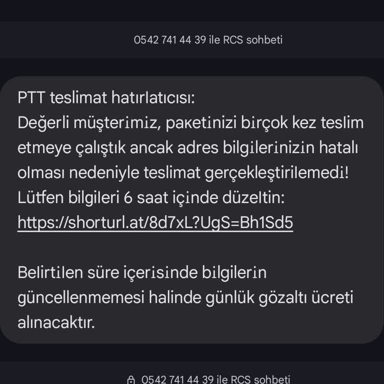 PTT Teslimat Mesajı İle Gelen Sahte Link Endişesi
