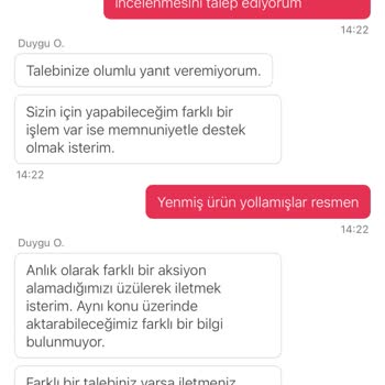 Siparişimde Yenmiş Ürün Gönderildi Çözüm Sunulmadı