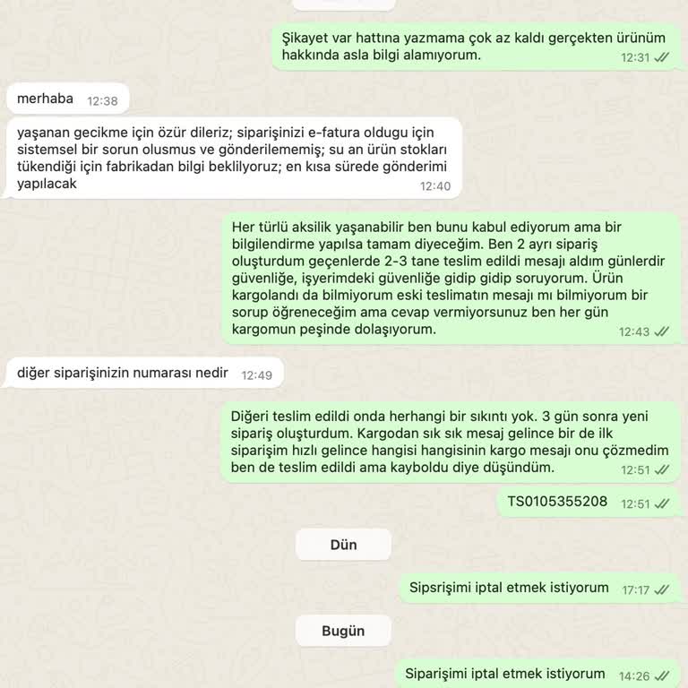 Siparişimin Gönderilmemesi Ve İletişim Eksikliği Nedeniyle Mağduriyet