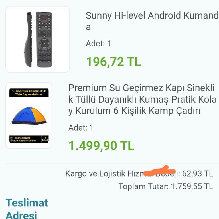 Siparişim İzinsiz İptal Edildi Çadırım Gelmedi