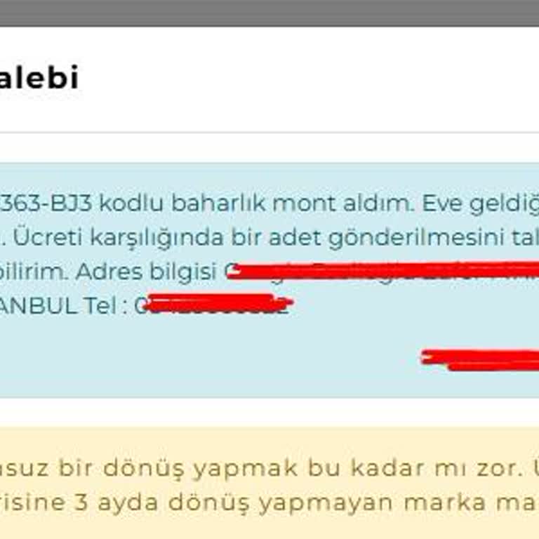 Satış Sonrası Destek Yok: Eksik Düğmeli Montuma 3 Ayda Dönüş Yapılmadı