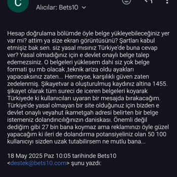 Bets10'dan Para Çekiminde Sürekli Hata Ve Destek Eksikliği
