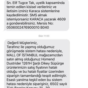 Anneler Günü Kampanyasında Alınan Süpürgenin İptal Edilmek İstenmesi Mağduriyetim