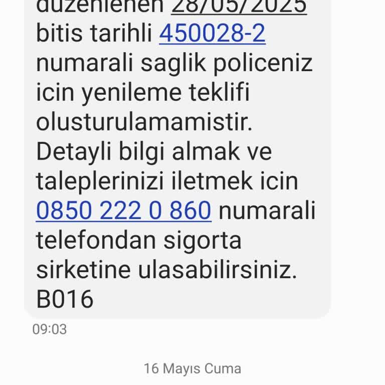 QNB Sigorta Tamamlayıcı Sağlık Sigortamın Yenilenmemesi
