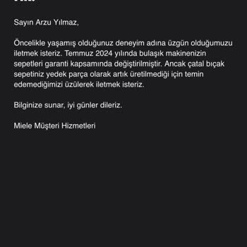 Miele Garantili Ürünlerde Servis Ve Müşteri Hizmetleri Mağduriyeti