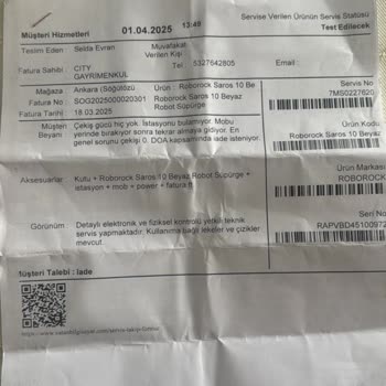 Roborock Saros 10'da Sürekli Arıza Ve Yetersiz Teknik Servis