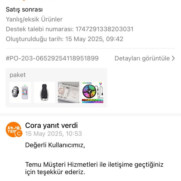 Eksik Ve Hasarlı Ürünlere Geç Dönüş Yapılması Nedeniyle Mağduriyet