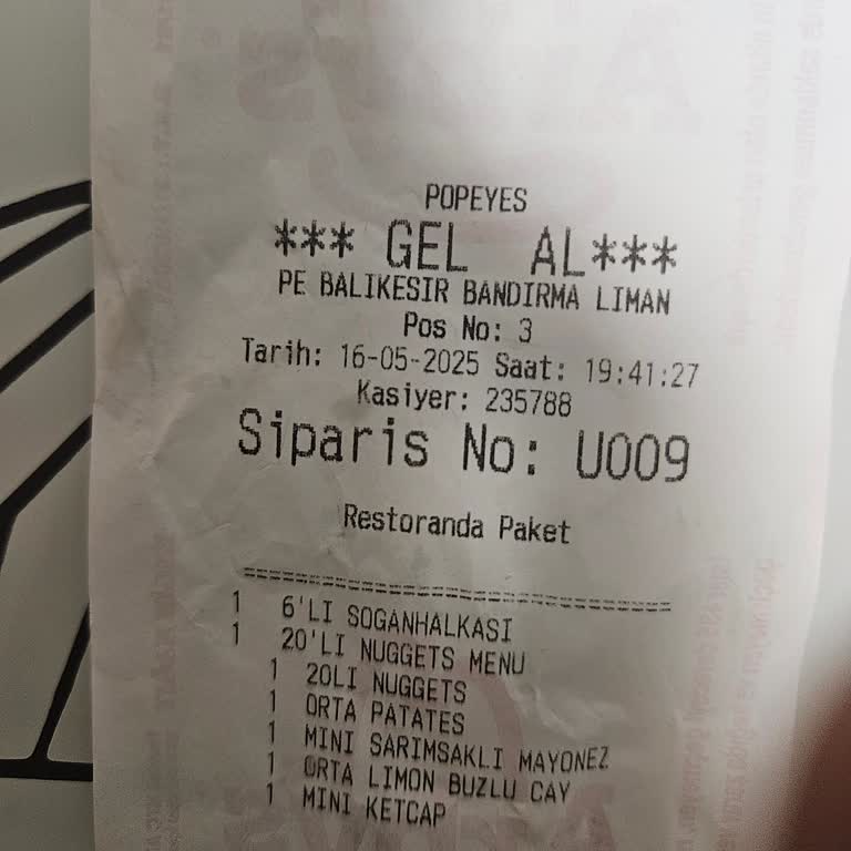 Popeyes Bandırma Liman AVM'de Tıkla Gelsin Hizmetinde Ciddi Aksaklık Ve İlgisiz Mağaza Sorumlusu