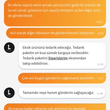 Eksik Gönderilen Elbise Nedeniyle Mağduriyet Yaşıyorum