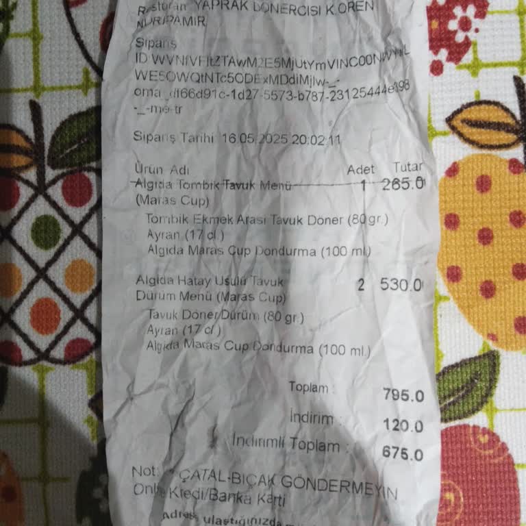 Et Döner Siparişim Yerine Israrla Tavuk Döner Satıldı, Eksik Ürün Teslim Edildi