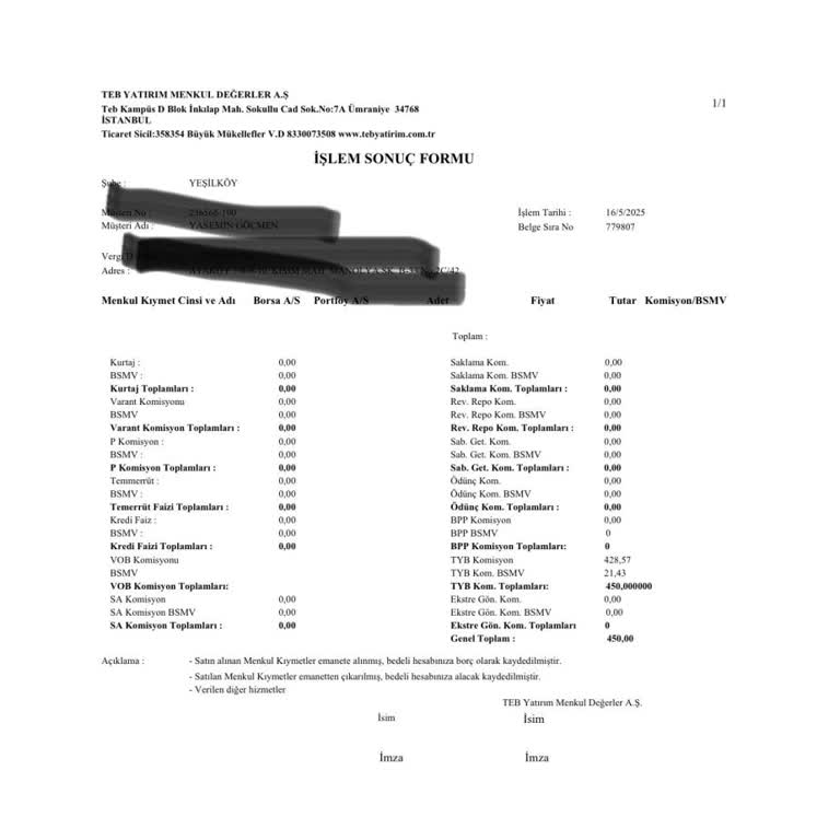 TEB Yatırımda Bilgilendirilmeden Alınan Ek Komisyon Ücreti Mağduriyeti