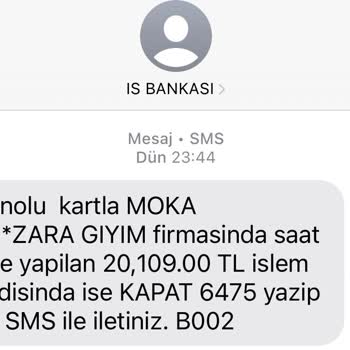 Hesabımdan İzinsiz Zara Ödemesi Kartım Bloke Oldu
