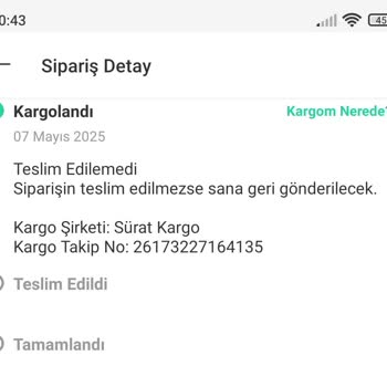 Sürat Kargo Teslimatında Büyük Hayal Kırıklığı