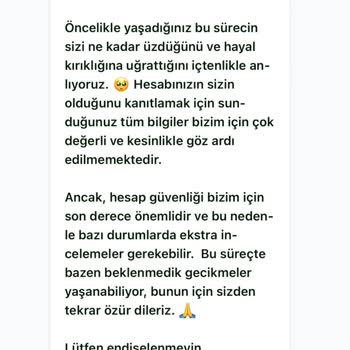 Hesabım Geri Verilmiyor, Destekten Sonuç Alamıyorum