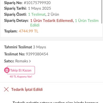 Remaks Mobilya Parasını Ödediğim Ürün Gönderilmiyor