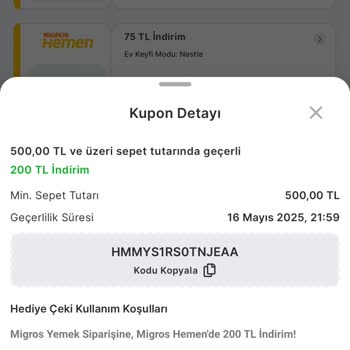 Migros Hemen Kuponum Hatalı Olduğu Halde Kullanılamadı Ve Mağdur Edildim