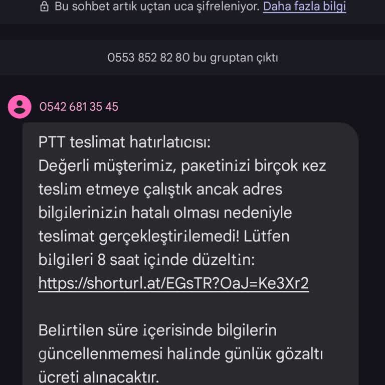 PTT Adına Gelen Şüpheli SMS Hakkında Yardım Talebi