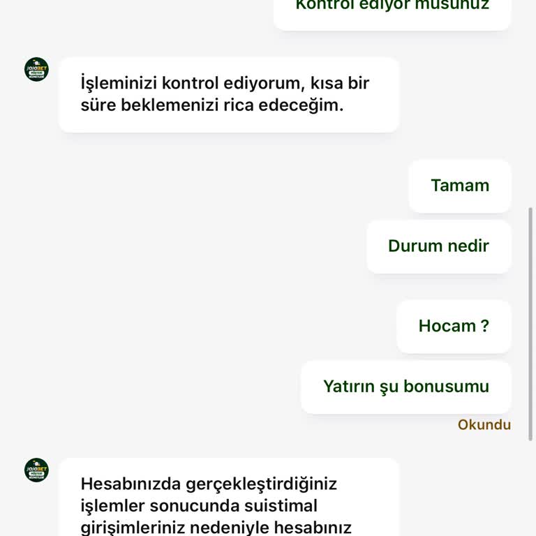 Bonus Hakkım Suistimal Gerekçesiyle Nedensizce Engellendi