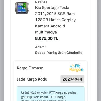 Sipariş Verdiğim Tesla Ekran Yanlış Hafıza İle Gönderildi