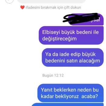 Sipariş Ettiğim Elbise Küçük Geldi İletişimden Yanıt Alamadım
