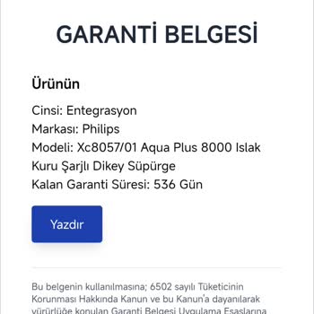 Dik Süpürgemin Kırılan Parçası Garanti Kapsamında Değerlendirilmedi