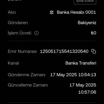Banka Aktarımında İptal Sonrası Param Kayboldu, Acil Çözüm Bekliyorum