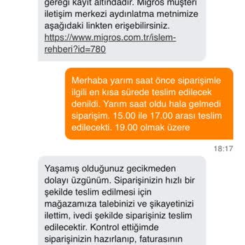 Migros Siparişim Zamanında Teslim Edilmedi, Bebeğimle Mağdur Oldum